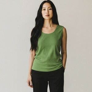 Misook Exclusively Top Women X Small Petite Lime Green Sleeveless Minimalist